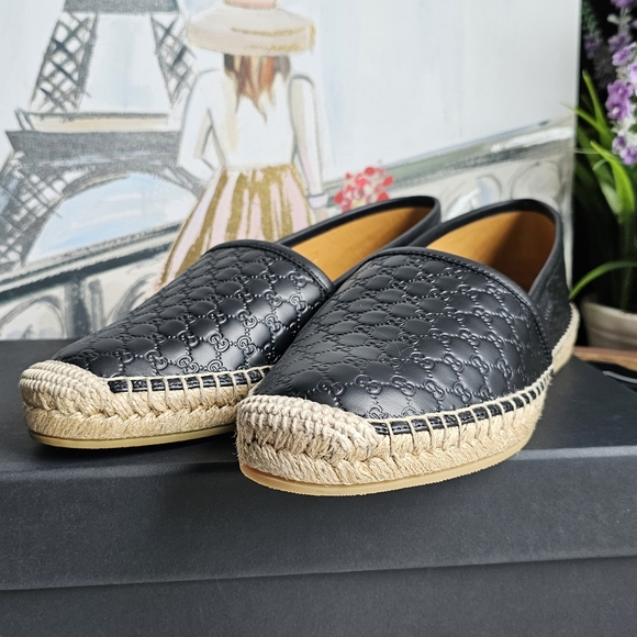 Gucci GG Microguccissima Leather Espadrille in black - Picture 12 of 14